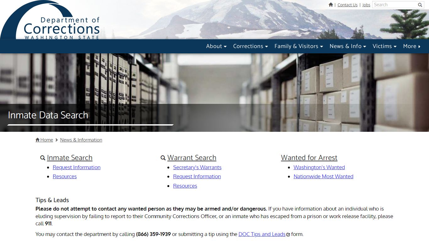 Inmate Data Search | Washington State Department of Corrections