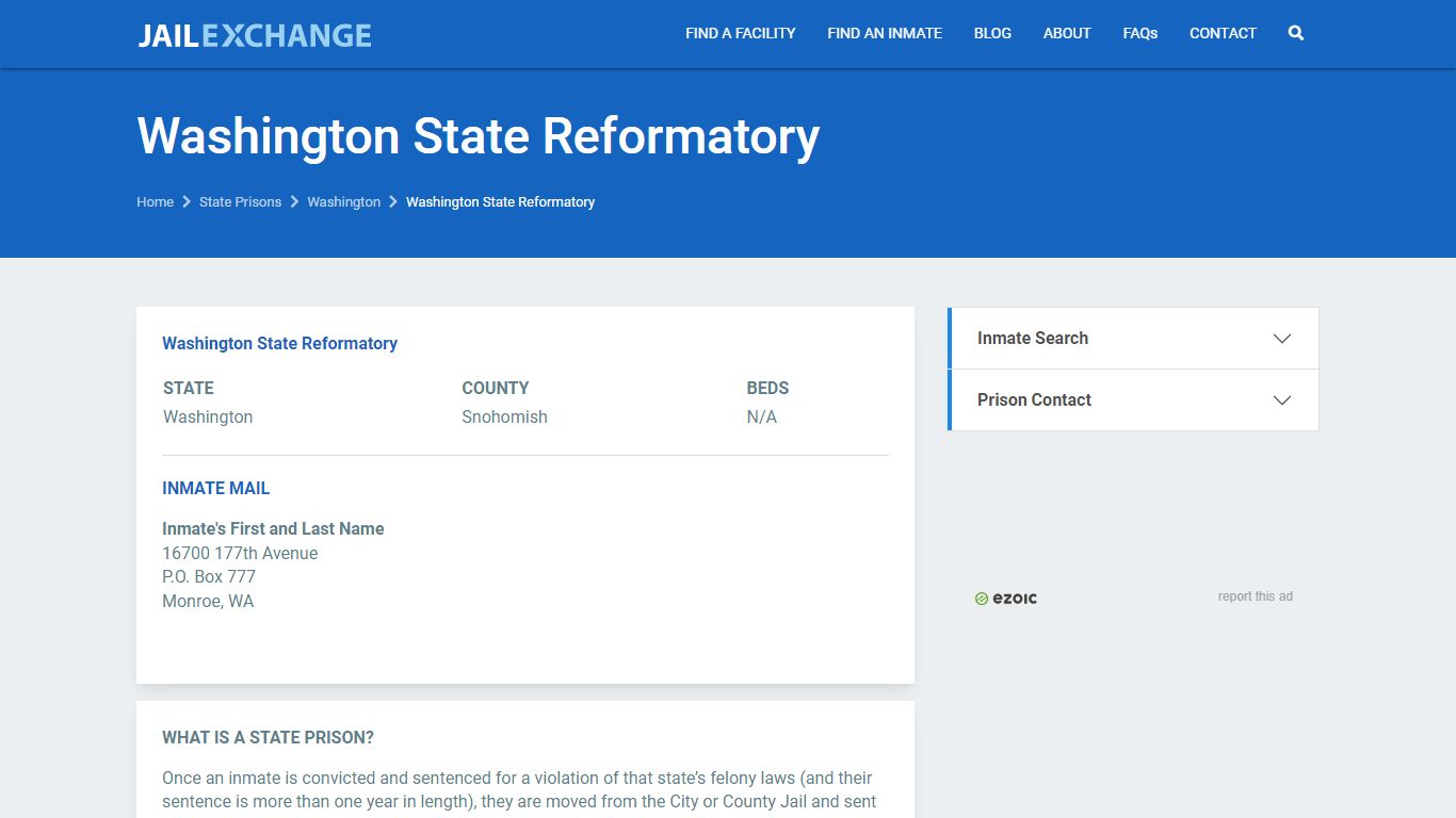Washington State Reformatory Prisoner Search | Visitation, Mail, FAQ ...